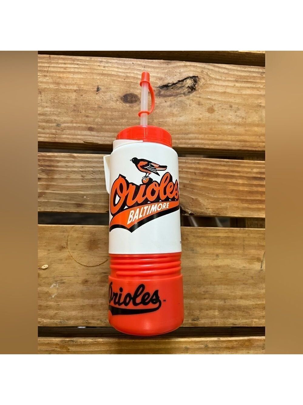 Vintage Baltimore Orioles 1992 Plastic Water Bottle With Belt Clip - Rare